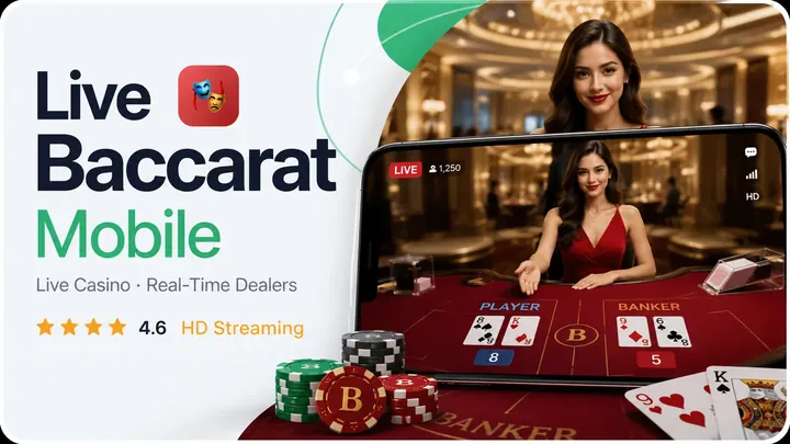 Live Baccarat Mobile – Live Casino, Real-Time Dealers, 4.6 stars, HD Streaming