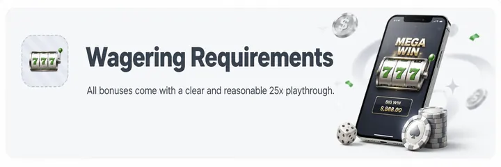 Wagering Requirements – all mobile bonuses come with a clear and reasonable 25x playthrough